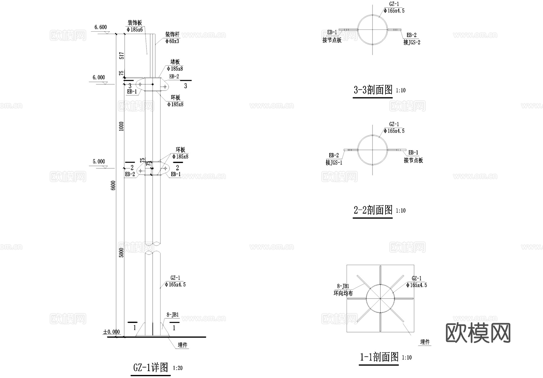 张拉膜亭建筑结构CAD施工图cad施工图