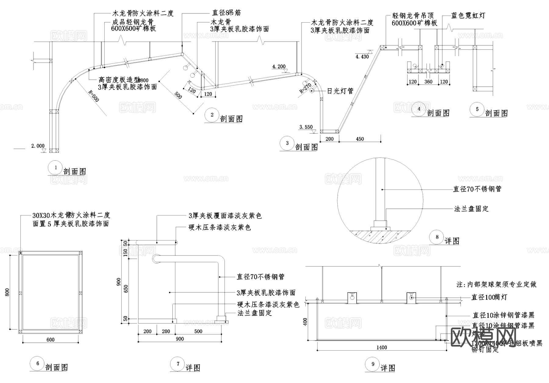 保龄球馆运动中心室内装饰CAD施工图集cad施工图