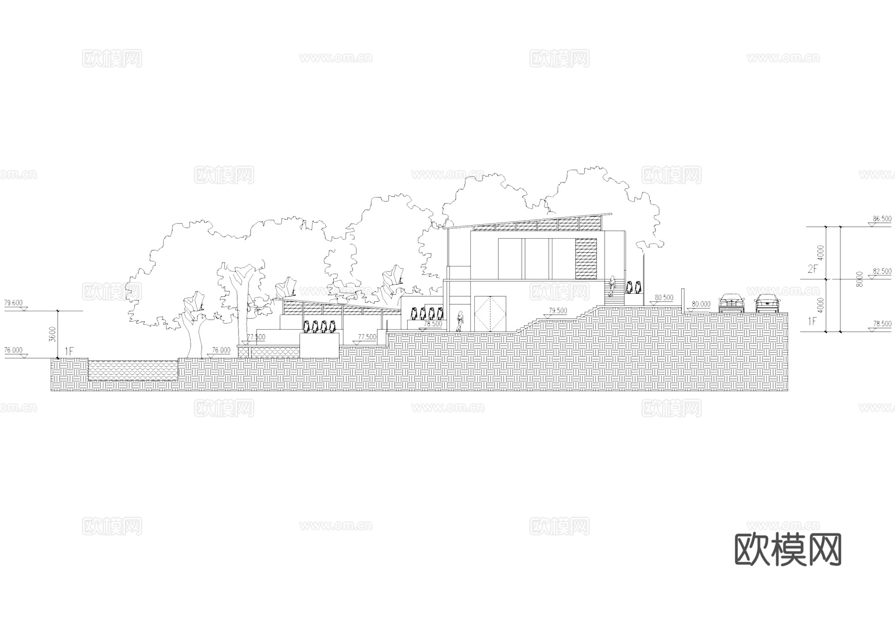 山地民宿别墅建筑平剖面CAD施工图cad施工图