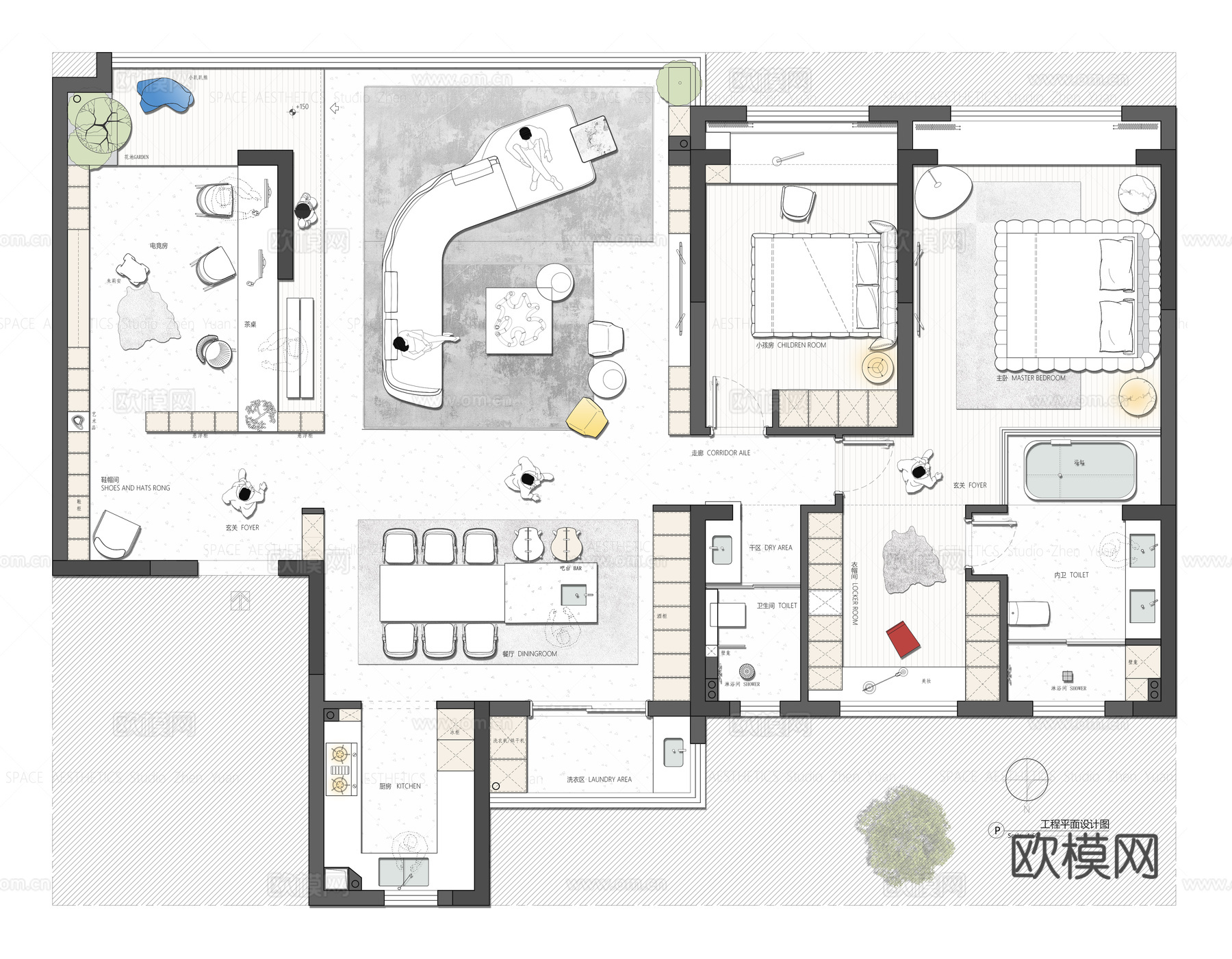 现代192平设计CAD+psdcad施工图