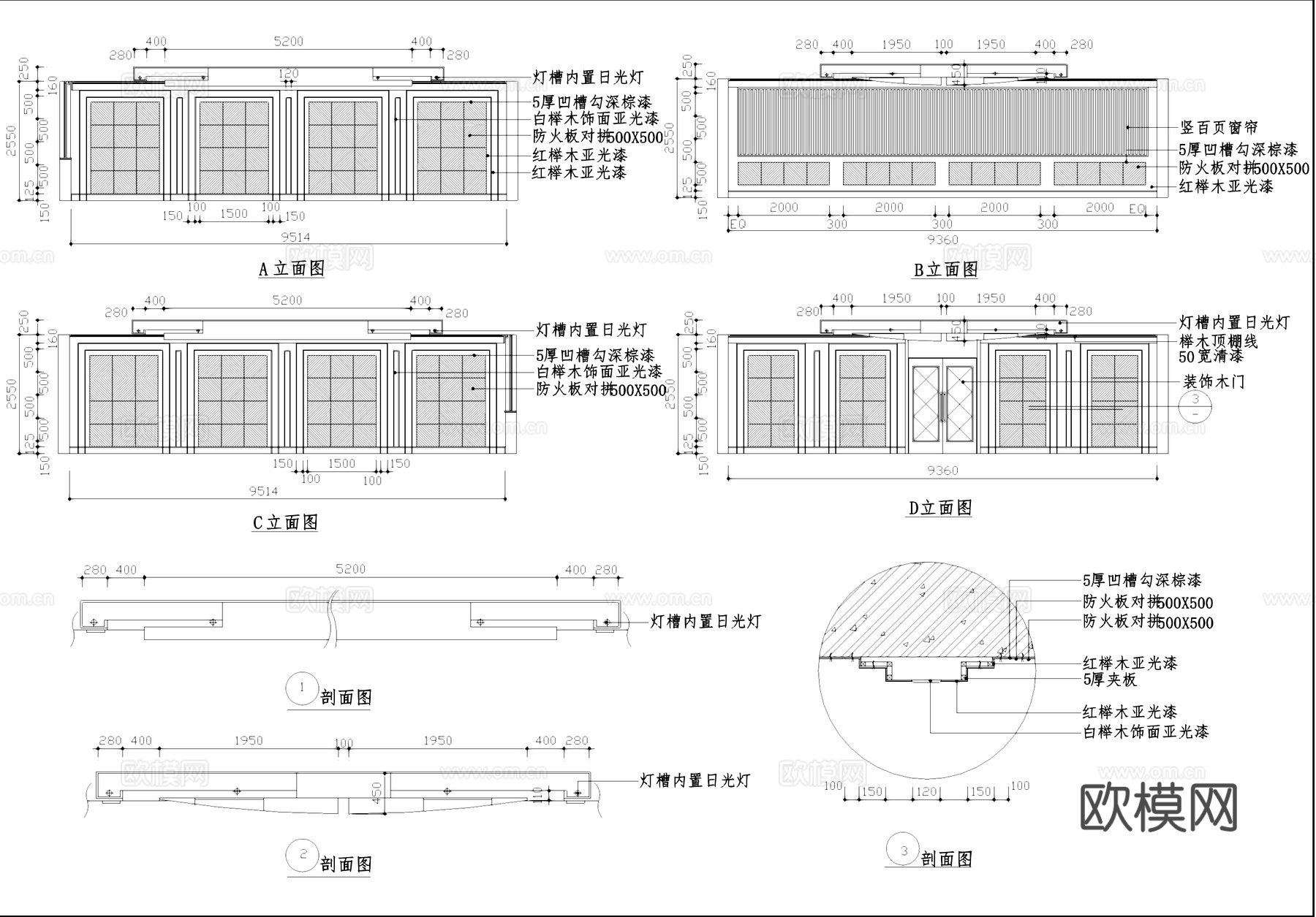 乒乓球室室内装饰CAD施工图集cad施工图