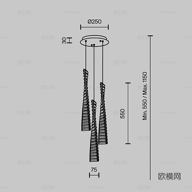 MODELUX 轻奢吊灯3d模型下载（渲染图4）