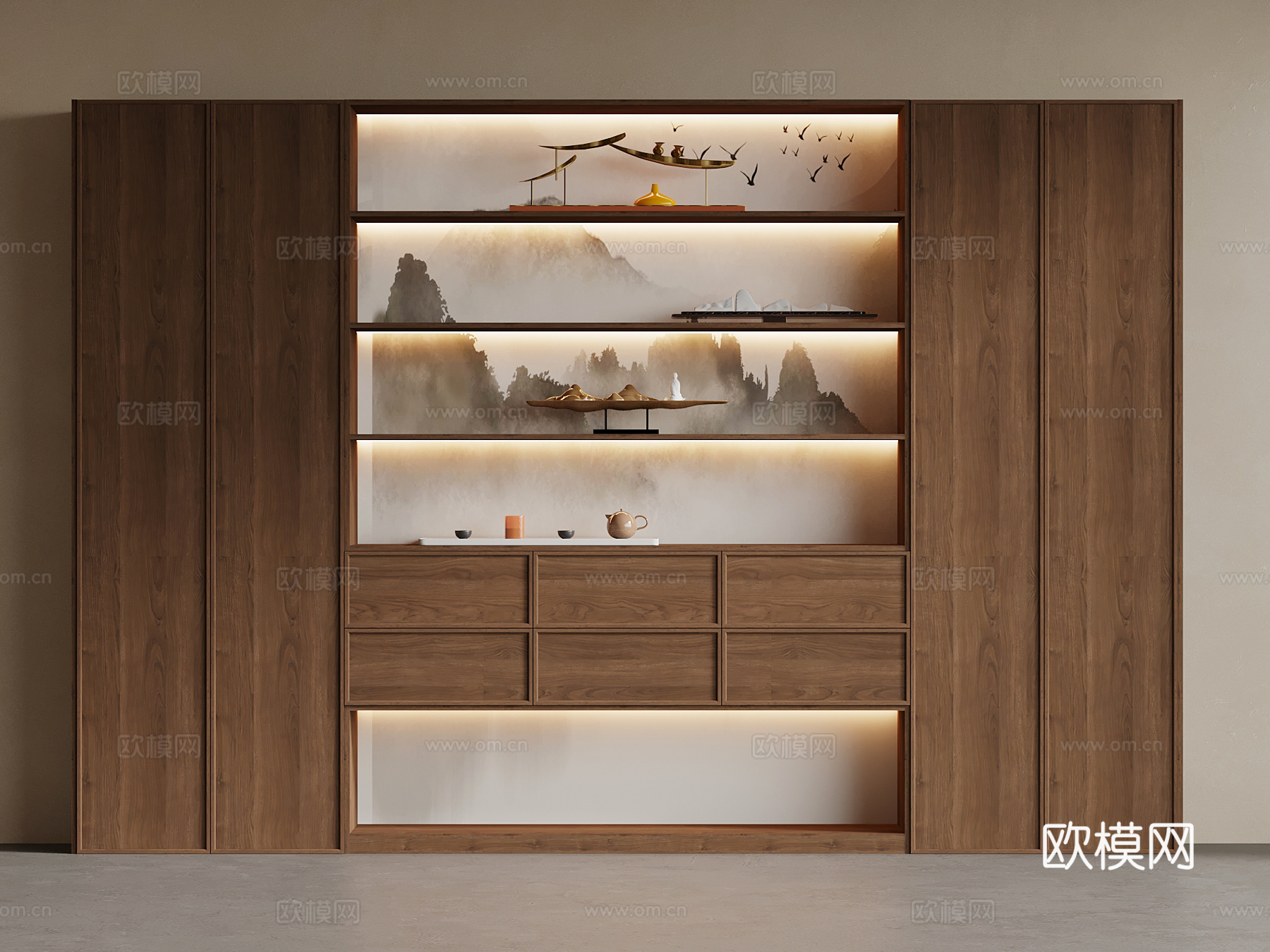 新中式书柜su模型