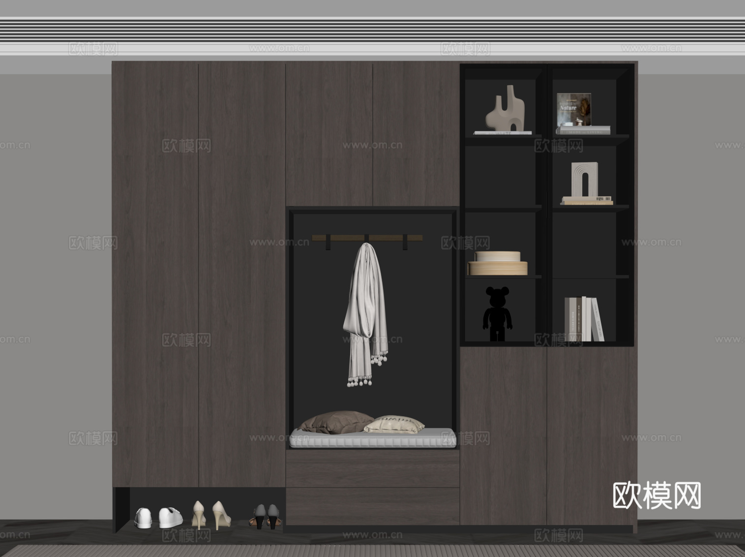 现代意式玄关柜 鞋柜su模型