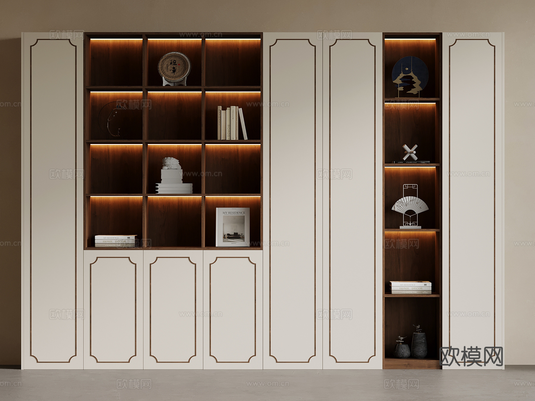 新中式书柜su模型