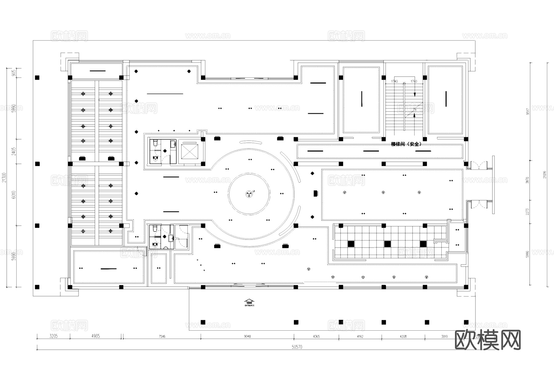 民宿大堂大厅公区室内工装平面系统图CAD施工图cad施工图