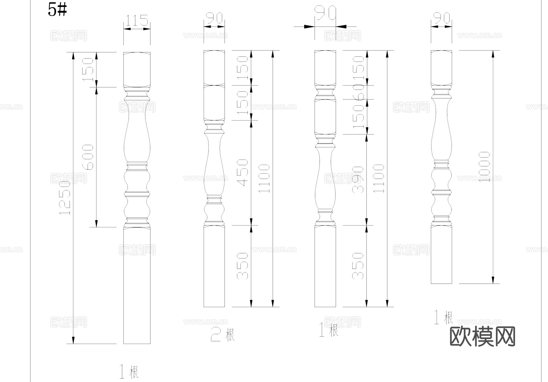 立柱图库cad施工图
