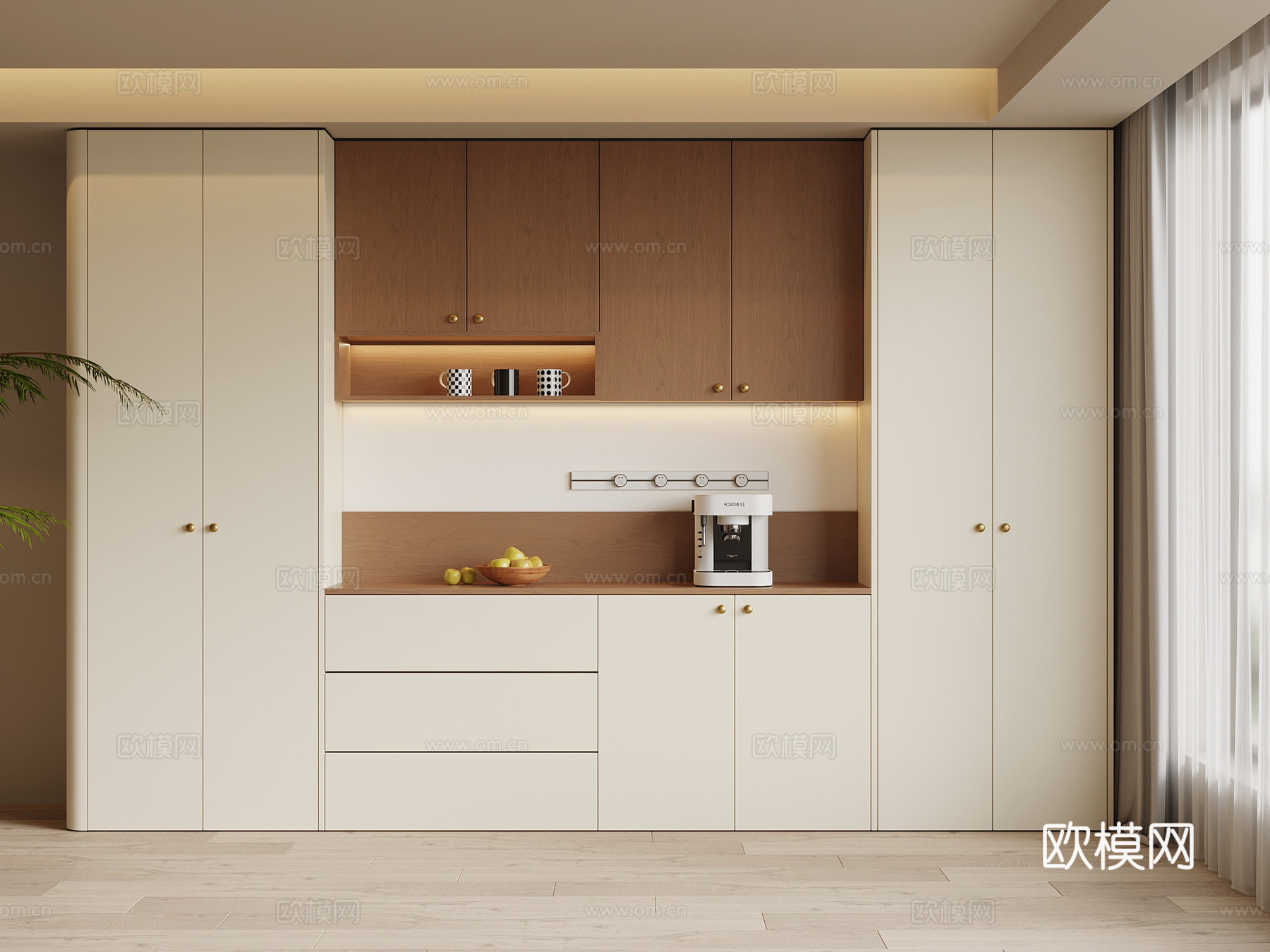 中古风酒柜 餐边柜su模型