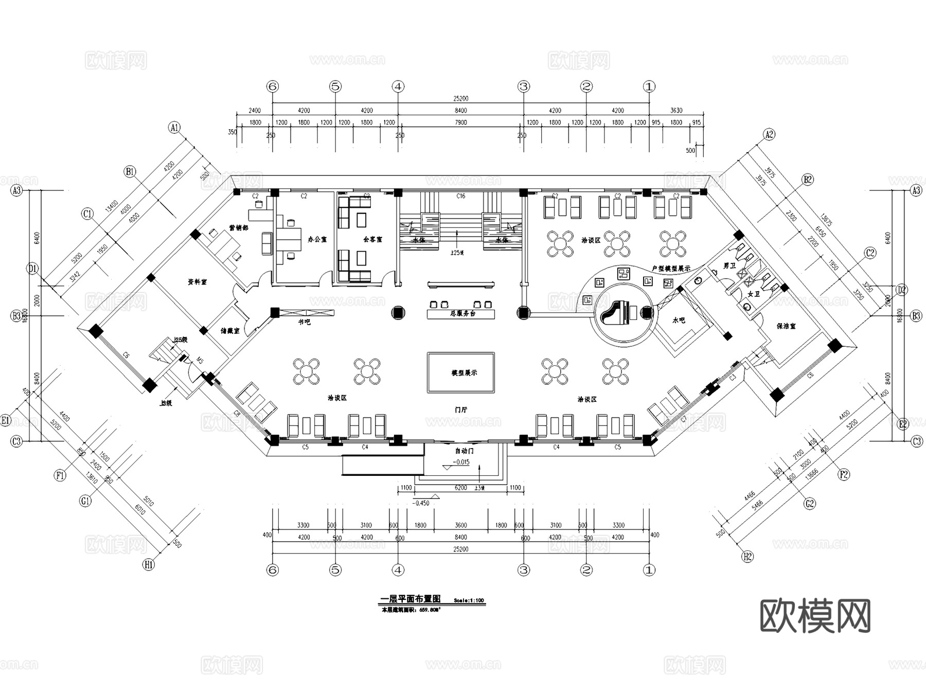 香悦四季城售楼处室内工装CAD施工图cad施工图