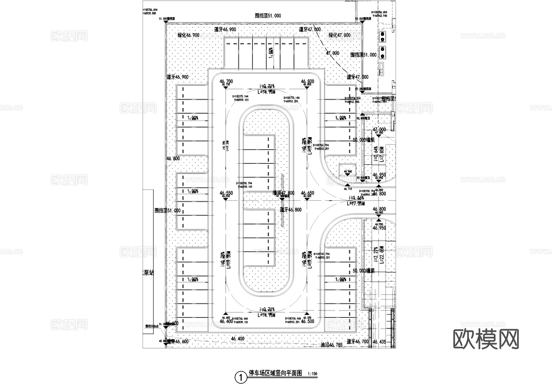 户外停车场平面CAD施工图cad施工图