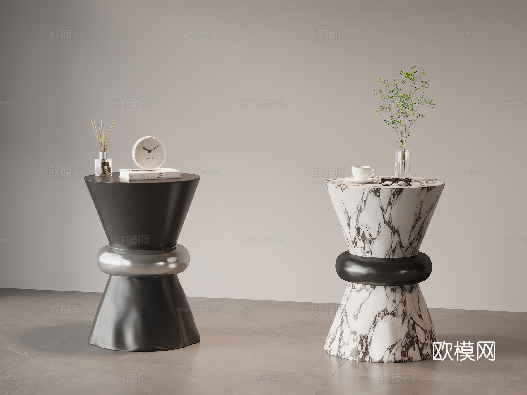 现代意式床头柜 边几su模型