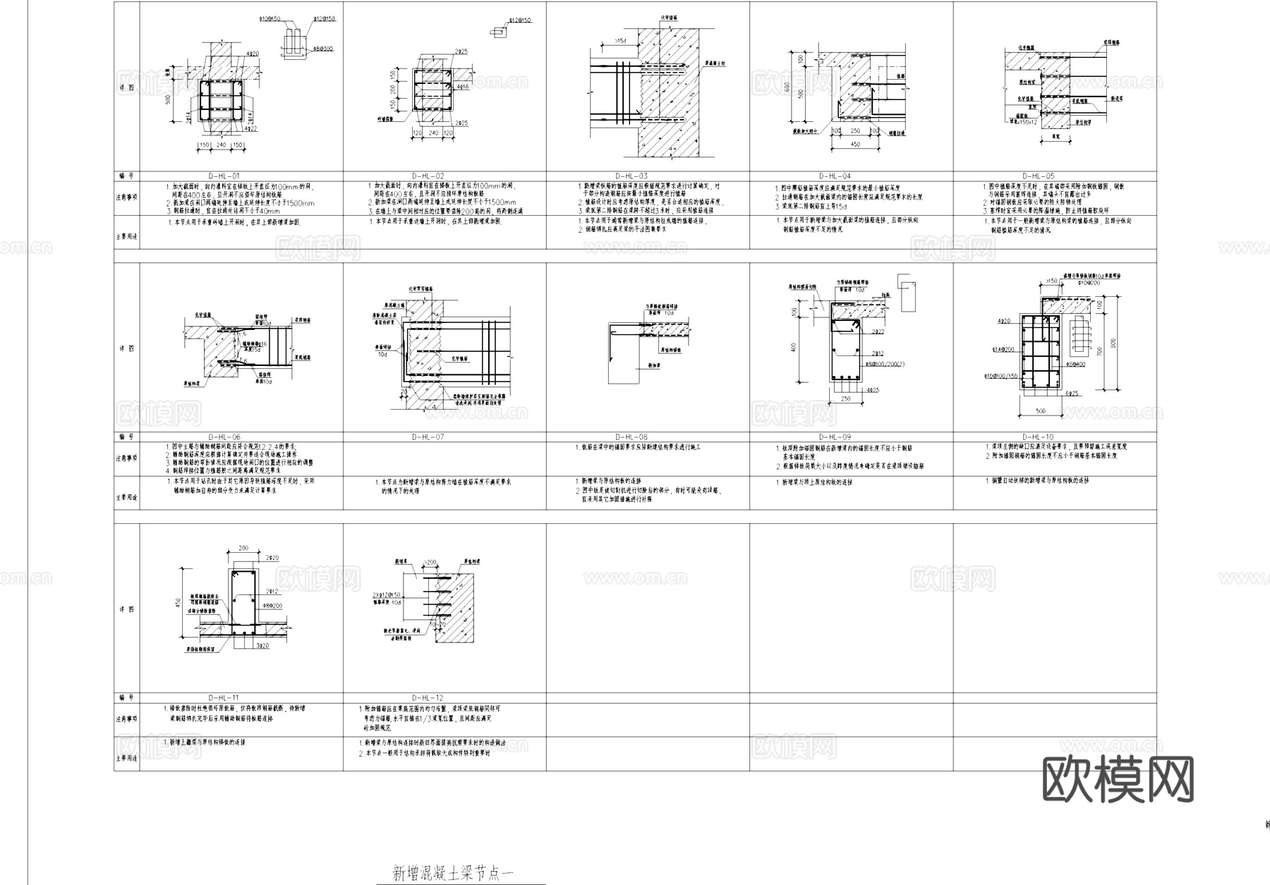 混凝土柱钢梁剪力墙现浇板结构节点详图CAD施工图cad施工图