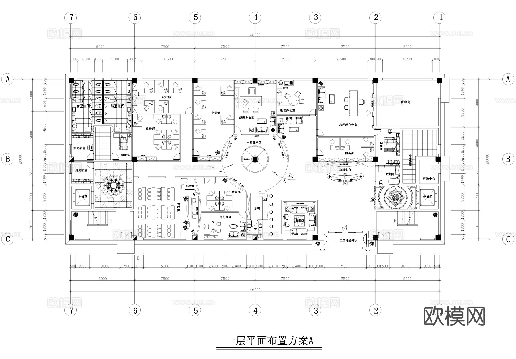 爱美斯服饰公司办公楼室内工装CAD施工图cad施工图