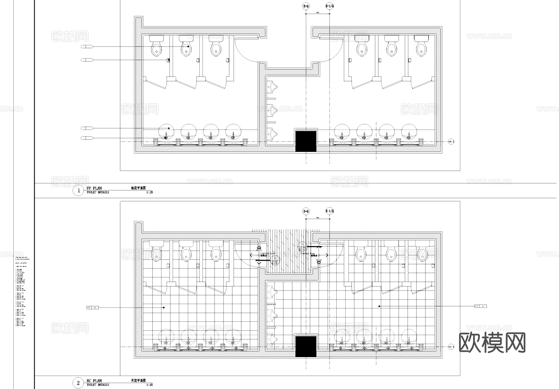 公共卫生间洗手间室内工装CAD施工图cad施工图