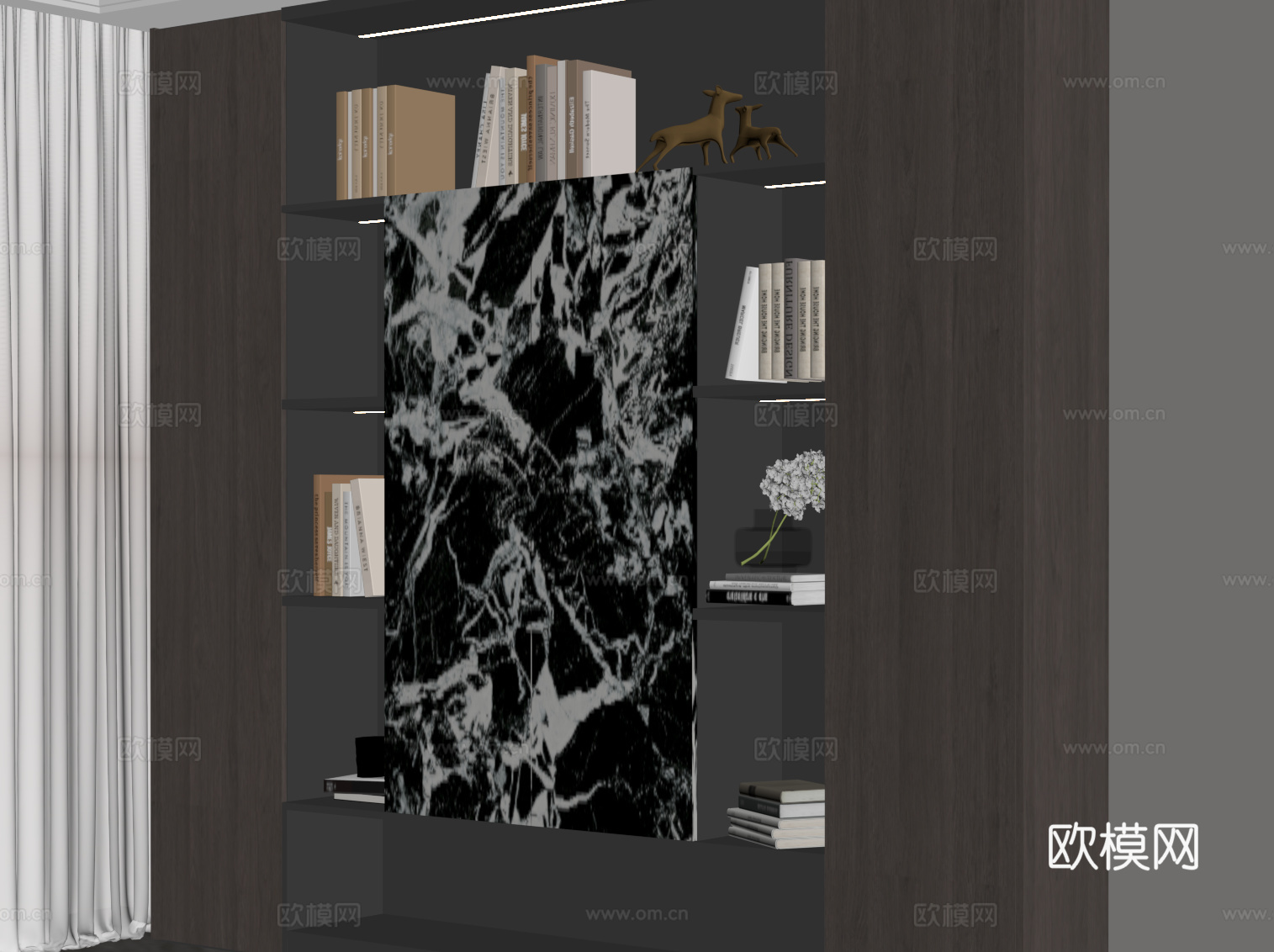 现代意式书柜 置物柜su模型