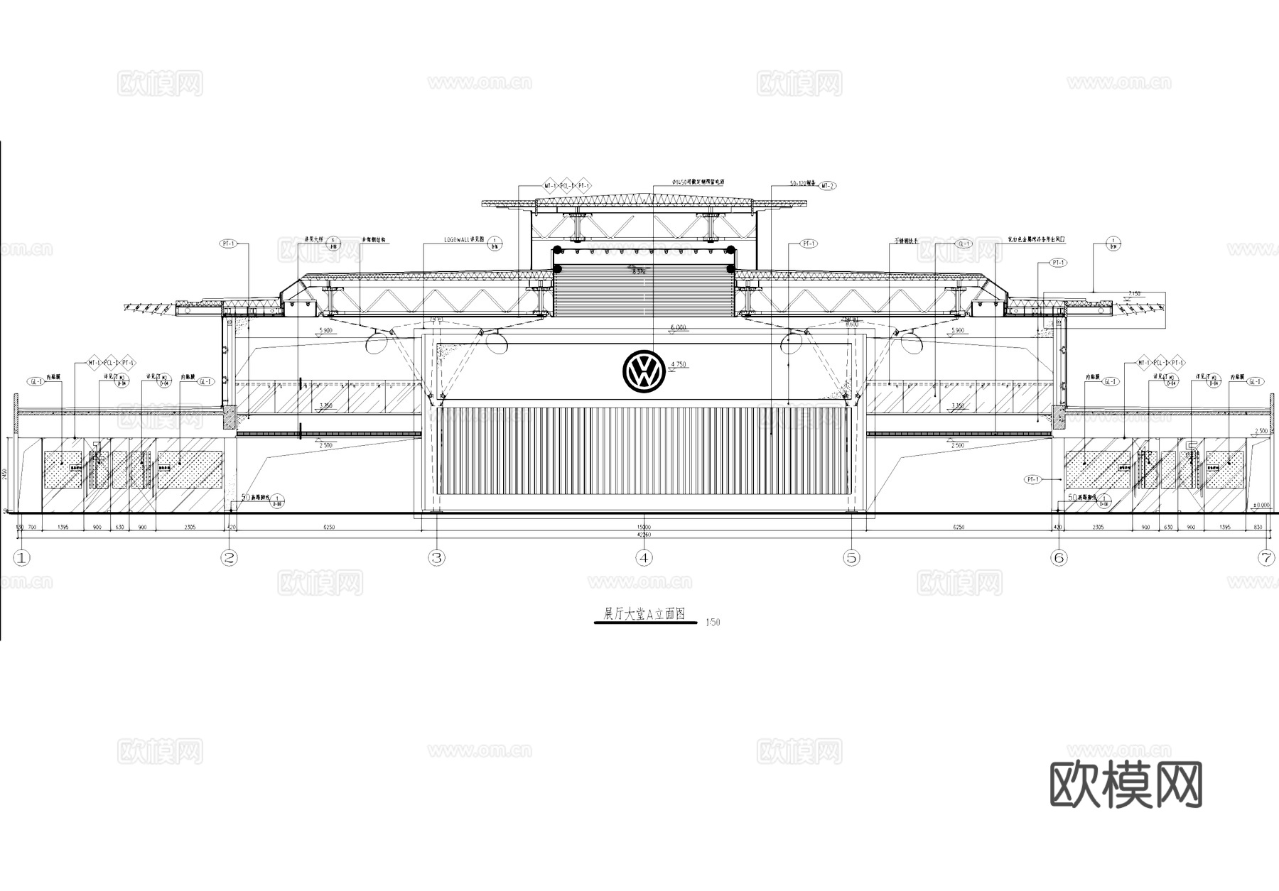 汽车4S店室内工装CAD施工图cad施工图