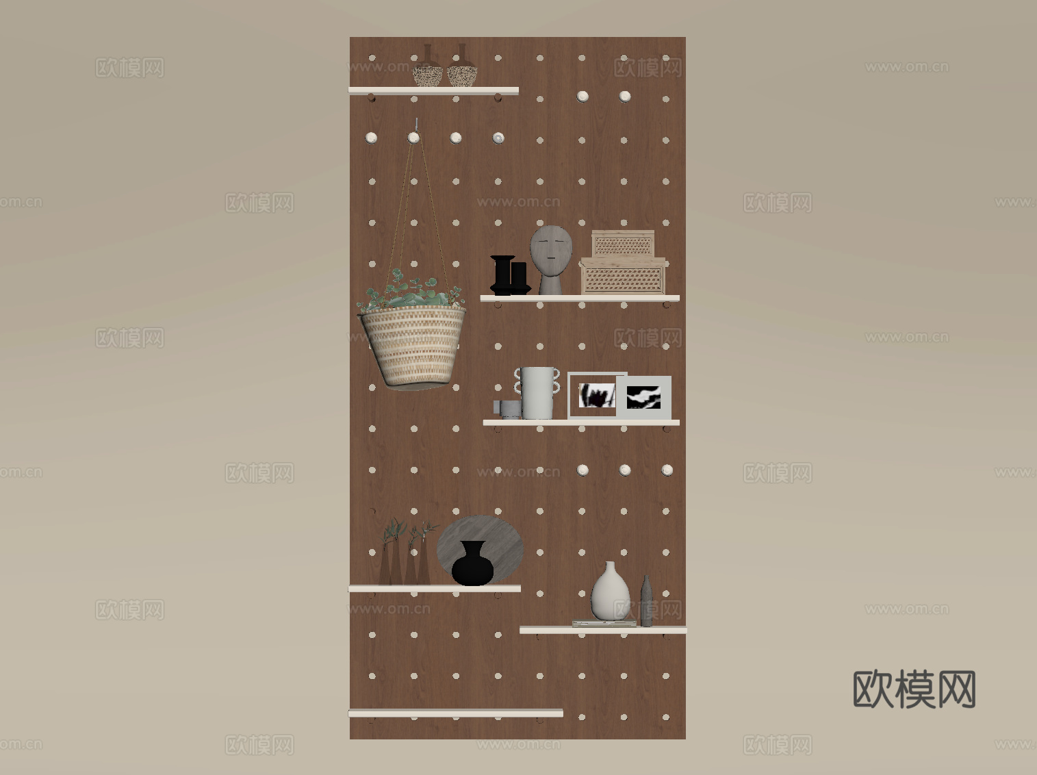 现代洞洞板 墙饰su模型