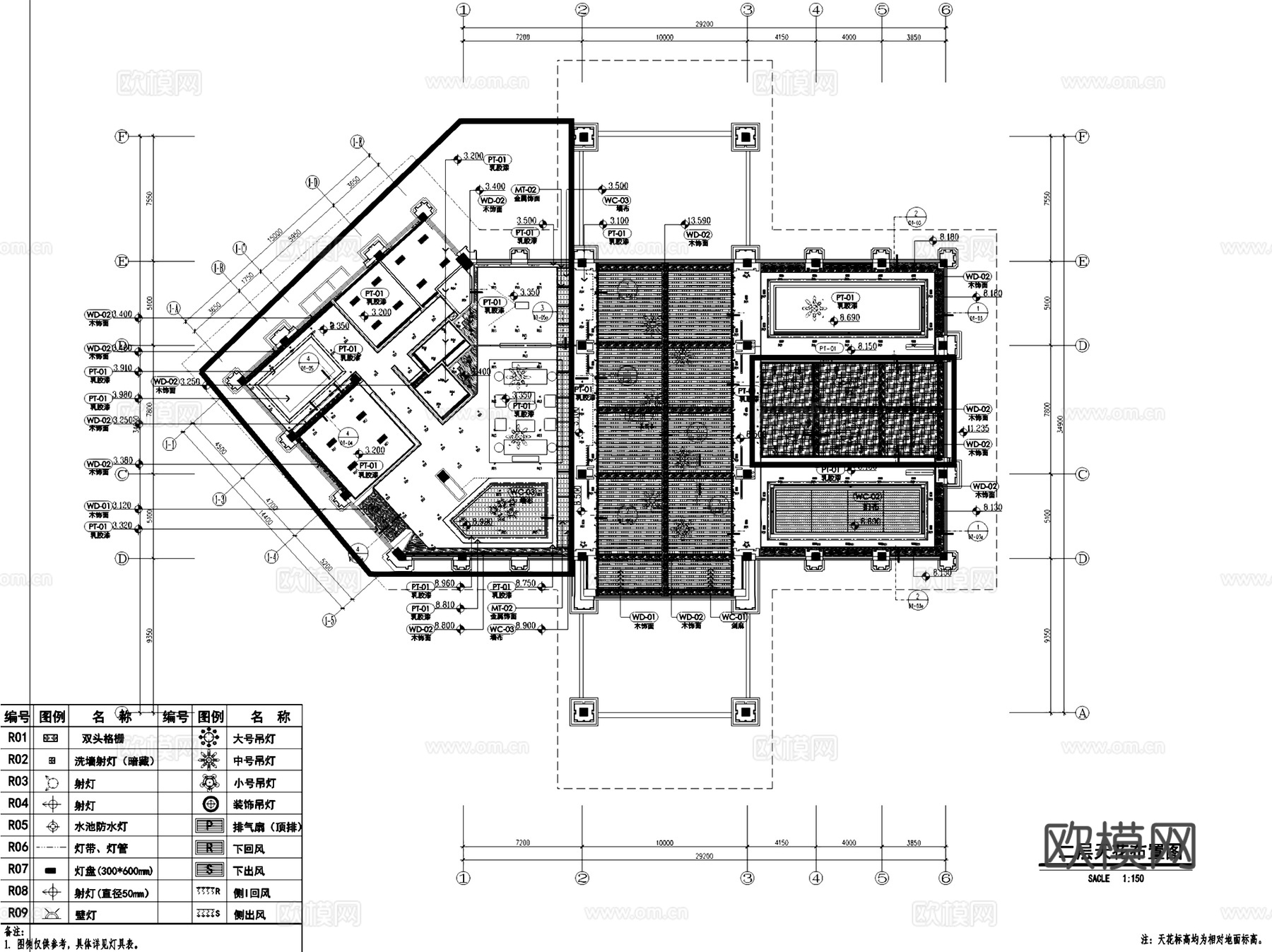 成都中洲锦城湖岸售楼处室内工装CAD施工图cad施工图