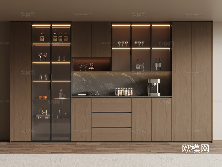 现代意式酒柜 餐边柜su模型下载_ID16295185_sketchup模型下载-欧模网