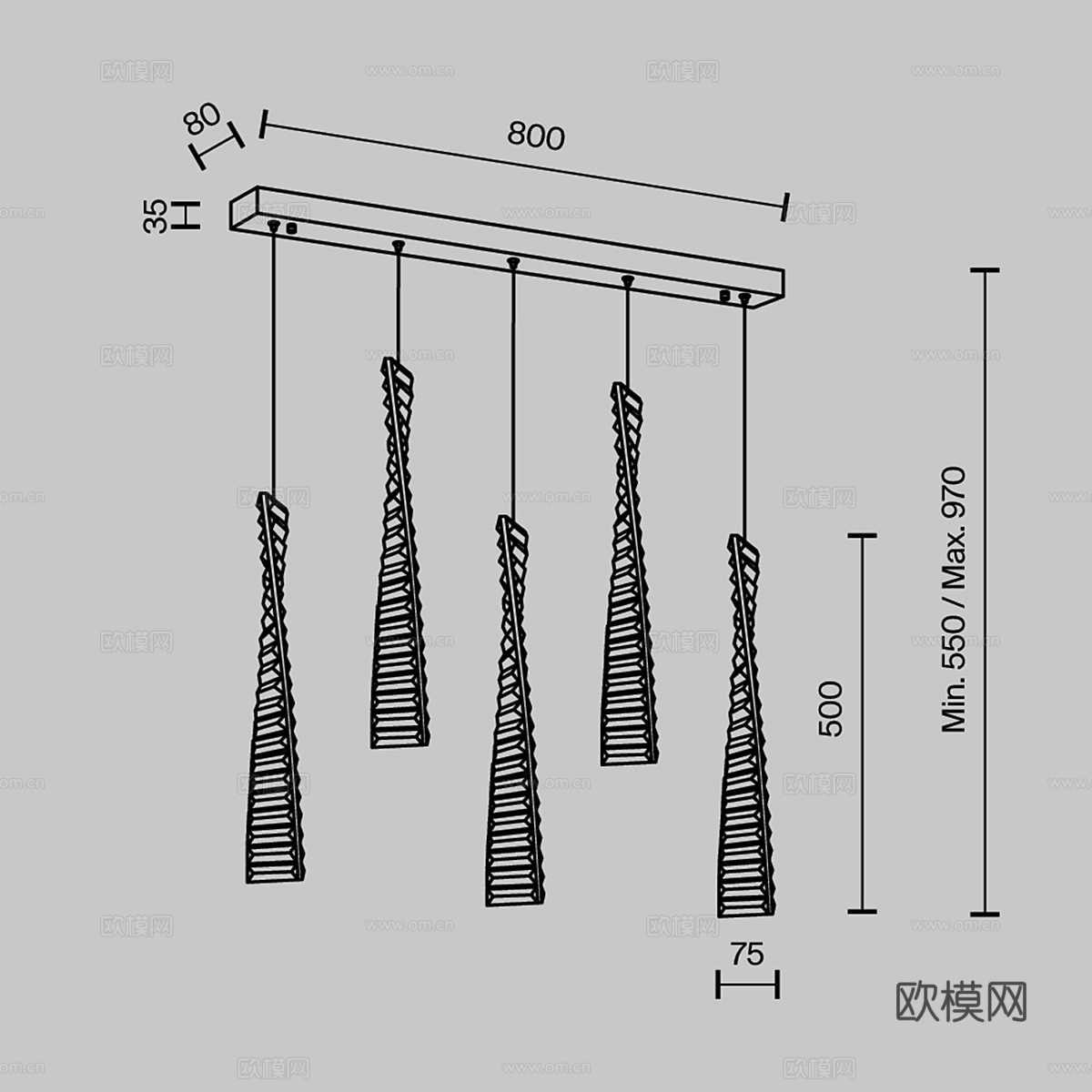 MODELUX 轻奢吊灯3d模型下载（渲染图4）