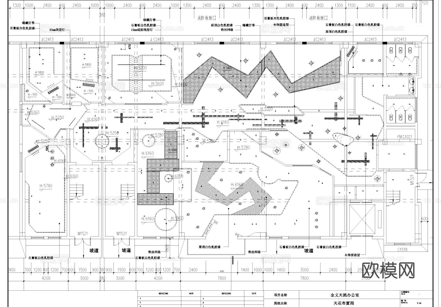 金义天鸽办公室室内工装CAD施工图cad施工图