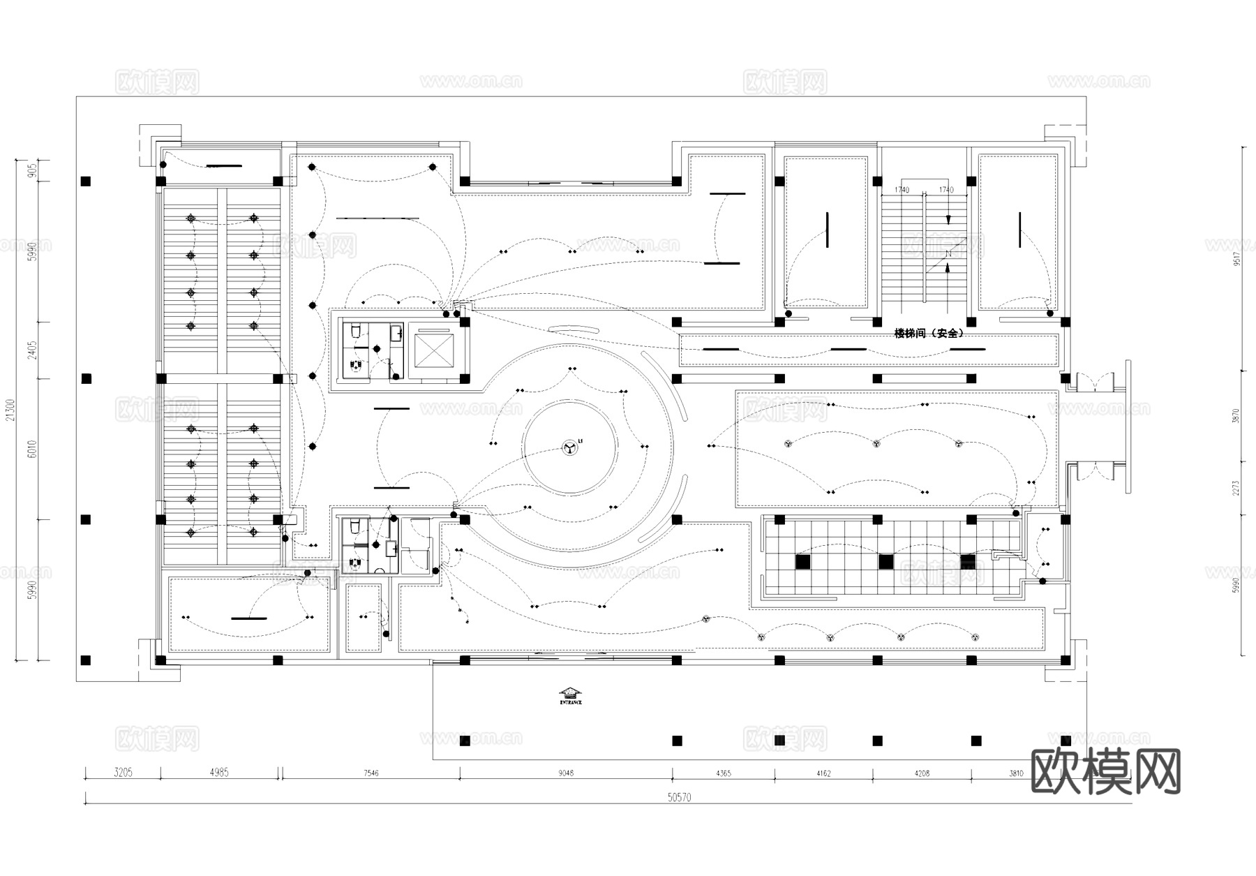 民宿大堂大厅公区室内工装平面系统图CAD施工图cad施工图