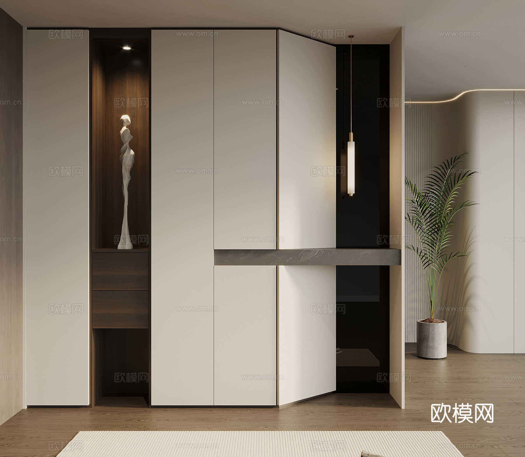 现代意式玄关柜 鞋柜su模型