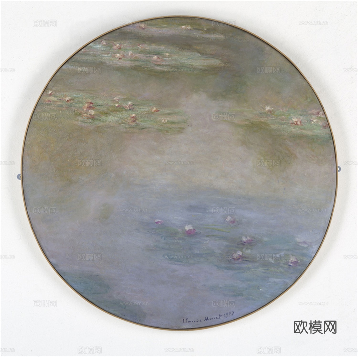 莫奈印象派绘画作品，世界经典名画43睡莲 法国圣艾蒂安市现代