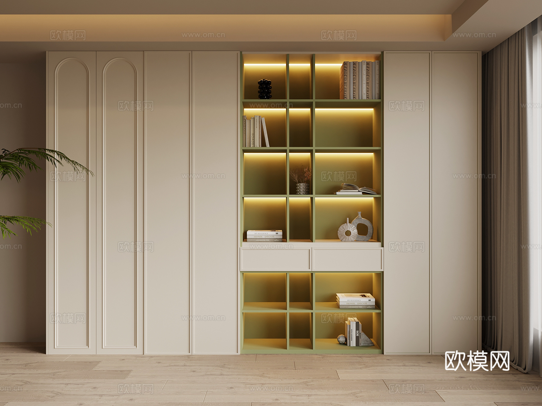 法式奶油风置物柜su模型