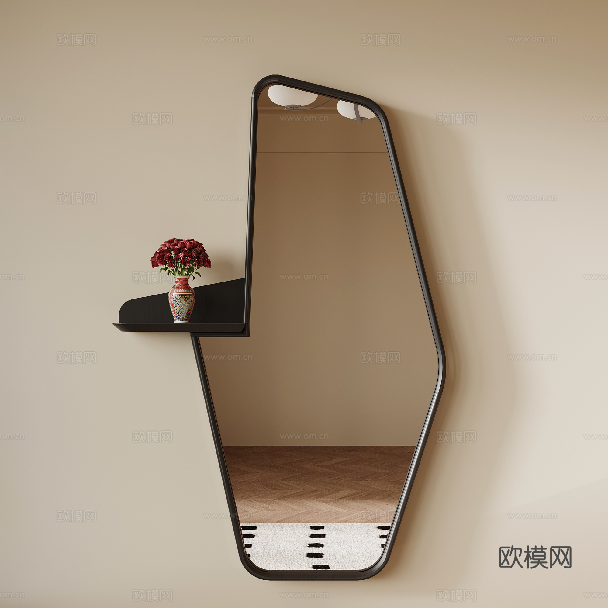 法式复古镜子 全身镜su模型