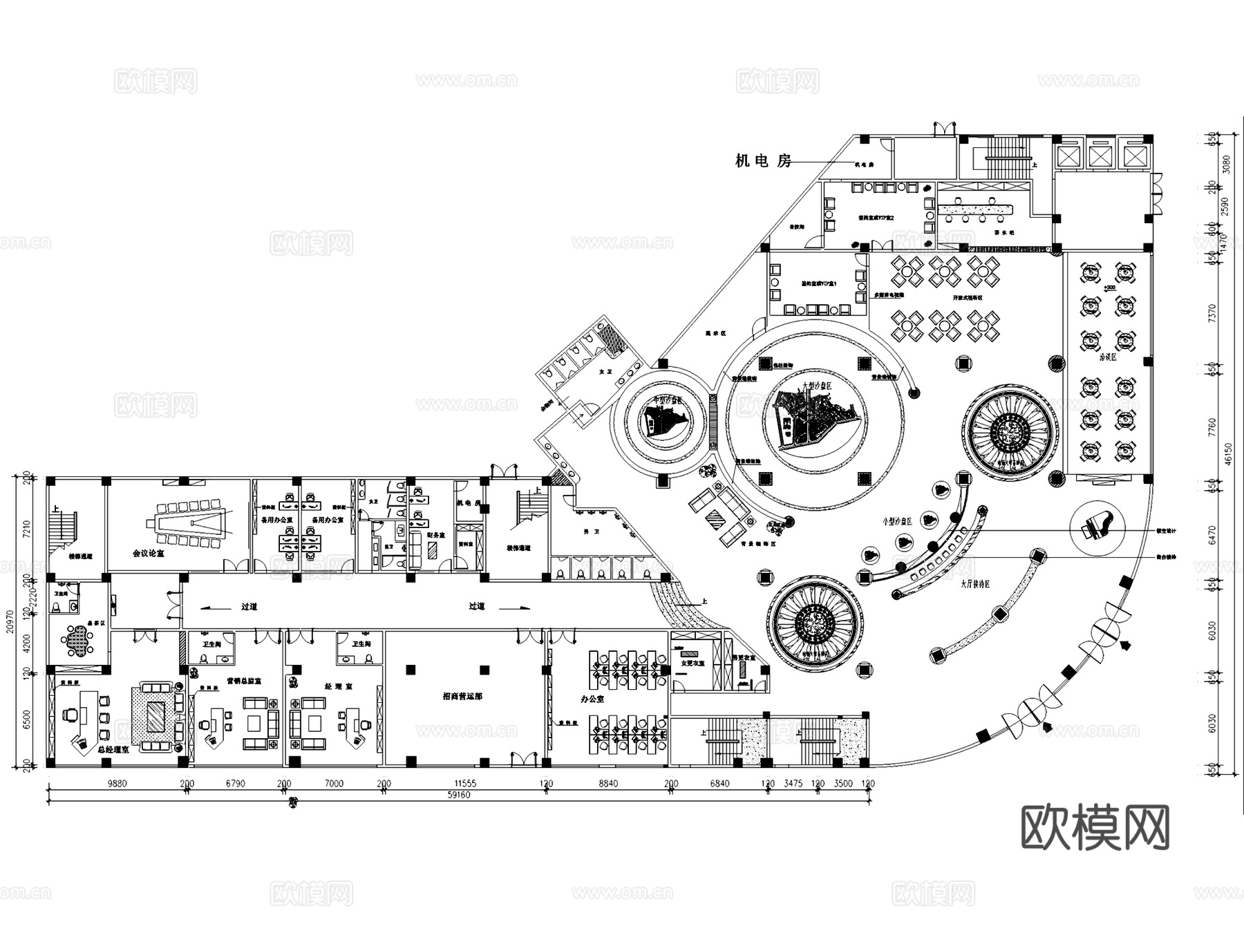 平潭西航集团售楼处室内工装CAD施工图整套cad施工图