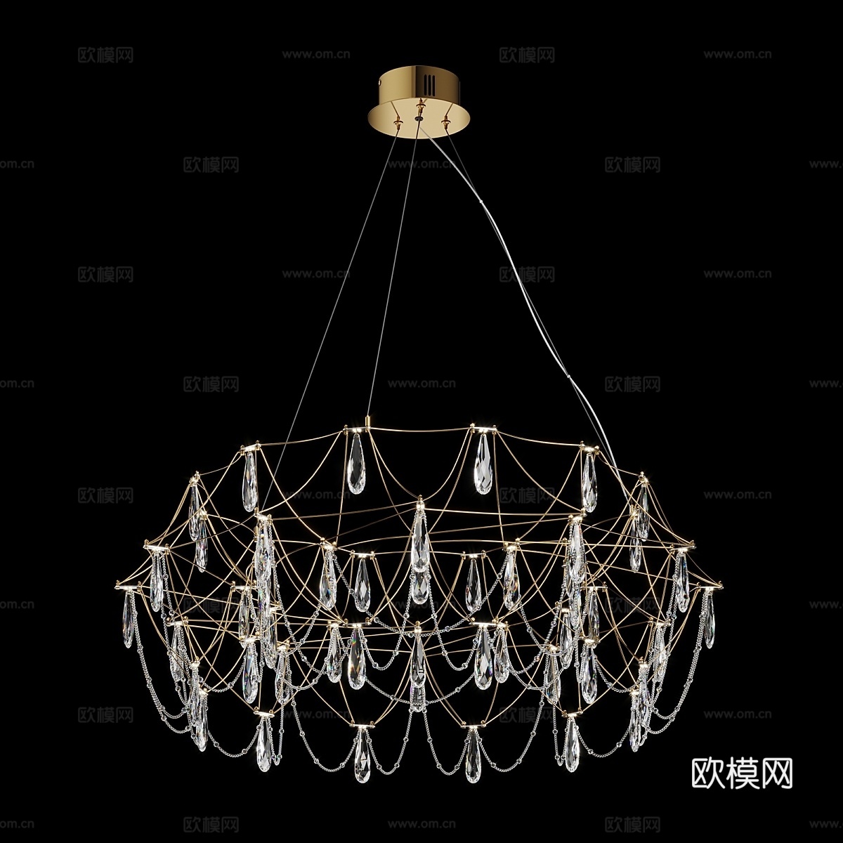 MODELUX 轻奢水晶吊灯3d模型下载（渲染图2）
