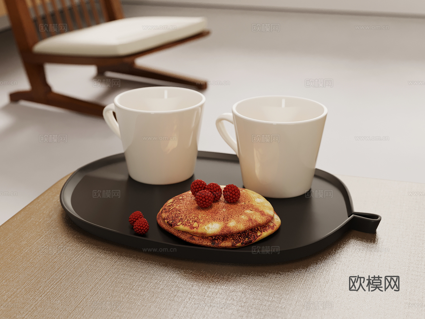 现代托盘 摆件su模型