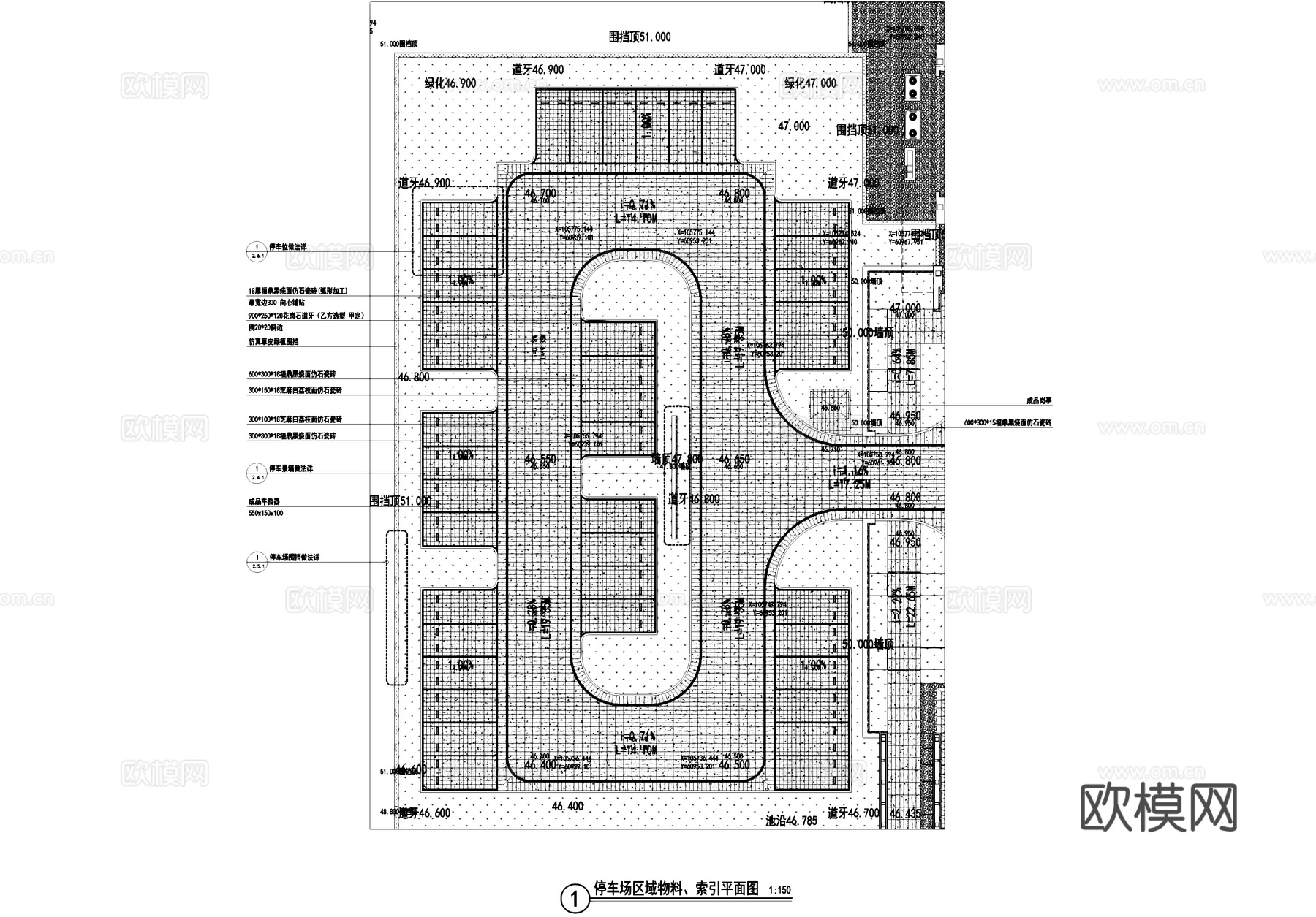 户外停车场平面CAD施工图cad施工图