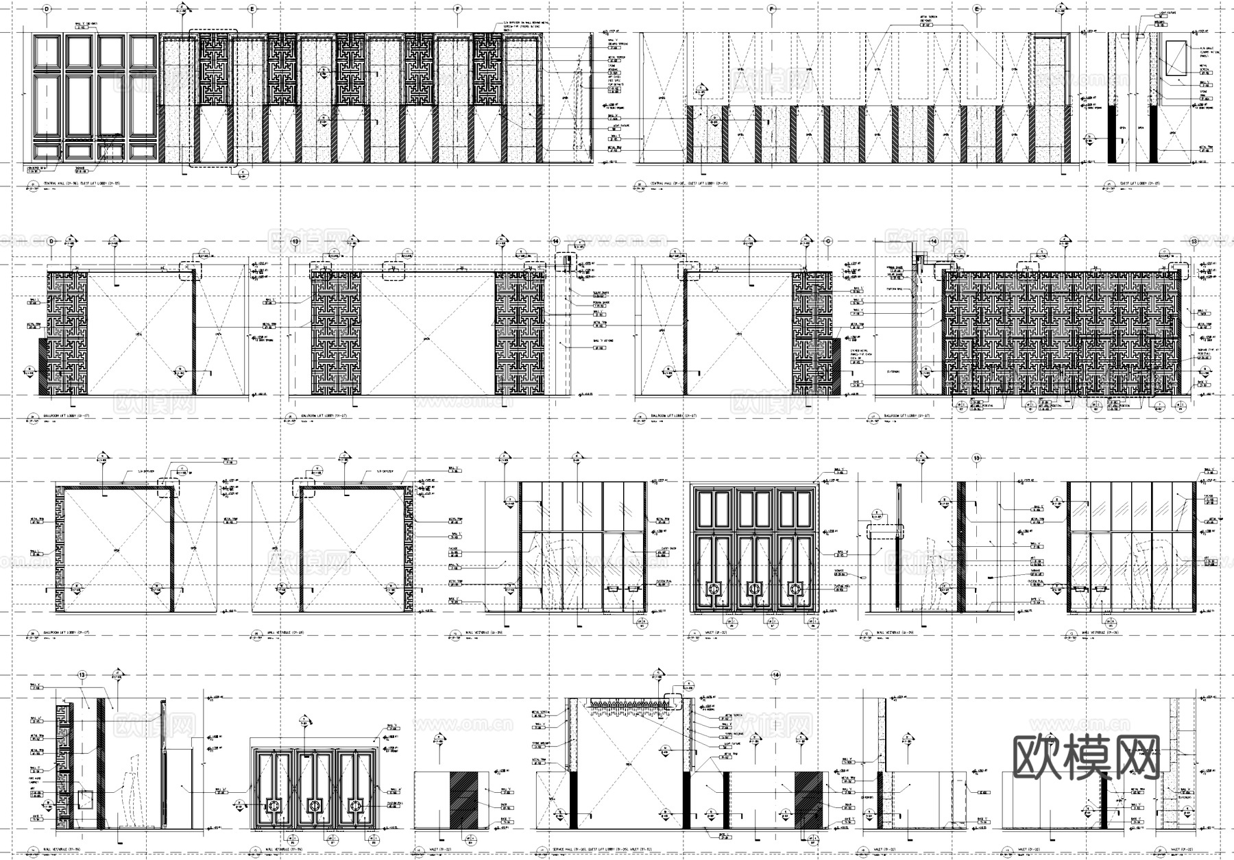 成都君悦大酒店一层大堂公区室内工装CAD施工图cad施工图