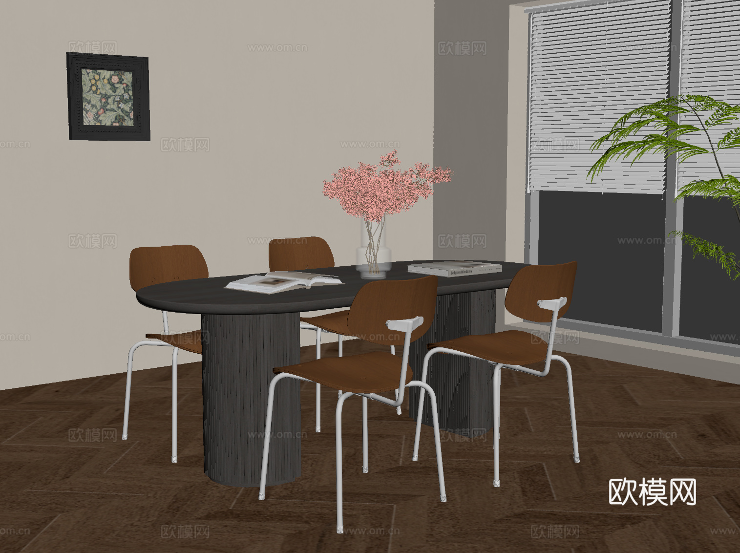 法式复古风餐桌椅su模型