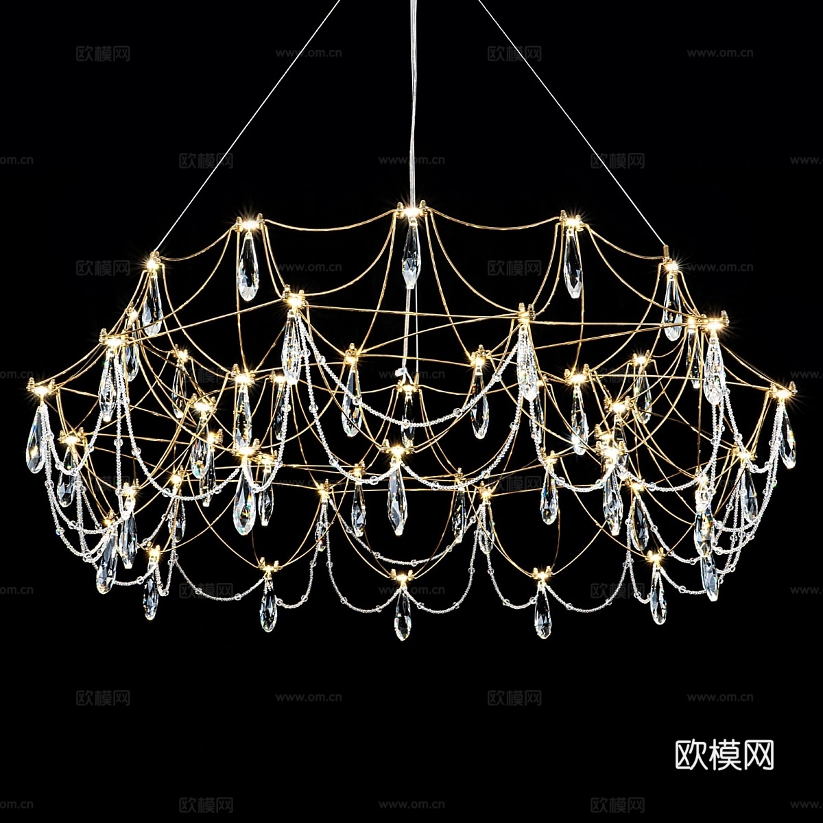 MODELUX 轻奢水晶吊灯3d模型下载（渲染图3）