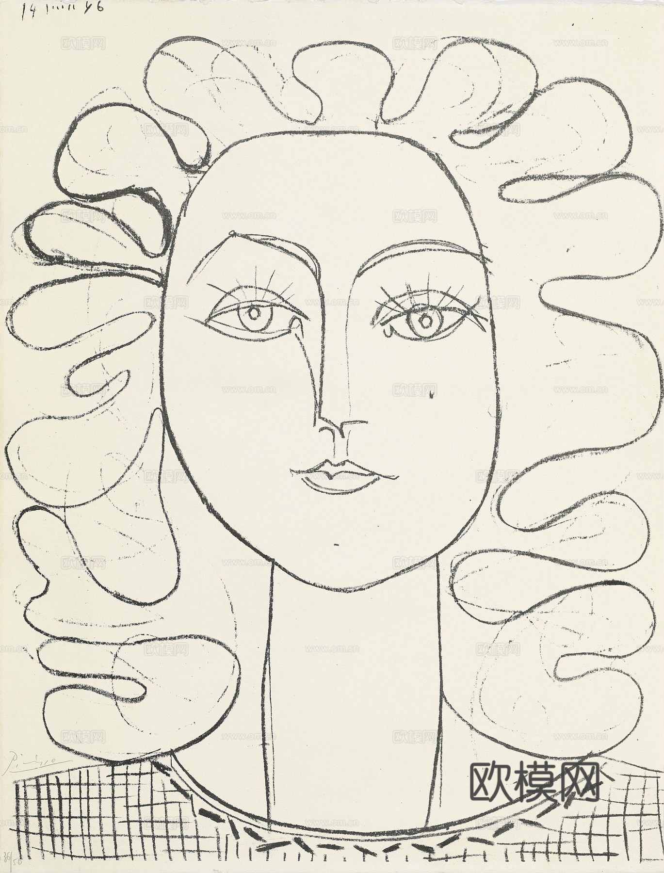 毕加索立体主义绘画作品，现代抽象画，世界经典名画，抽象素描画下载