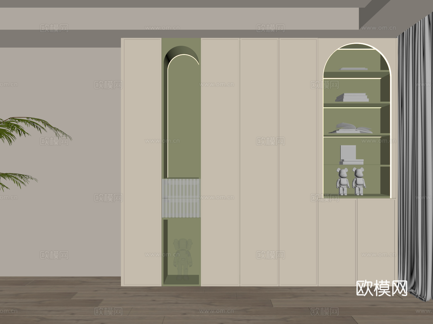 法式奶油风置物柜su模型