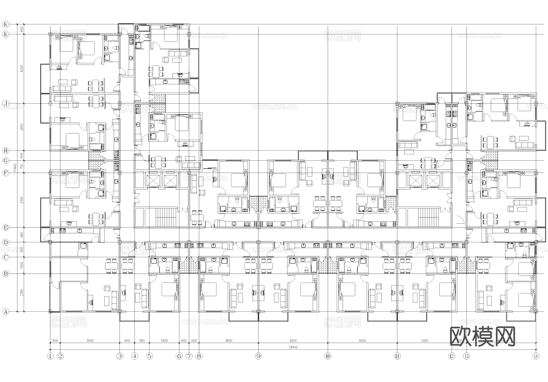 公寓户型图平面CAD施工图cad施工图