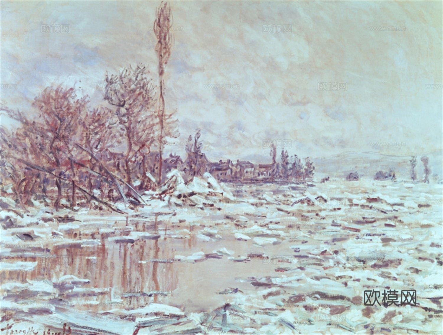 莫奈印象派绘画作品，世界经典名画244Breakup of