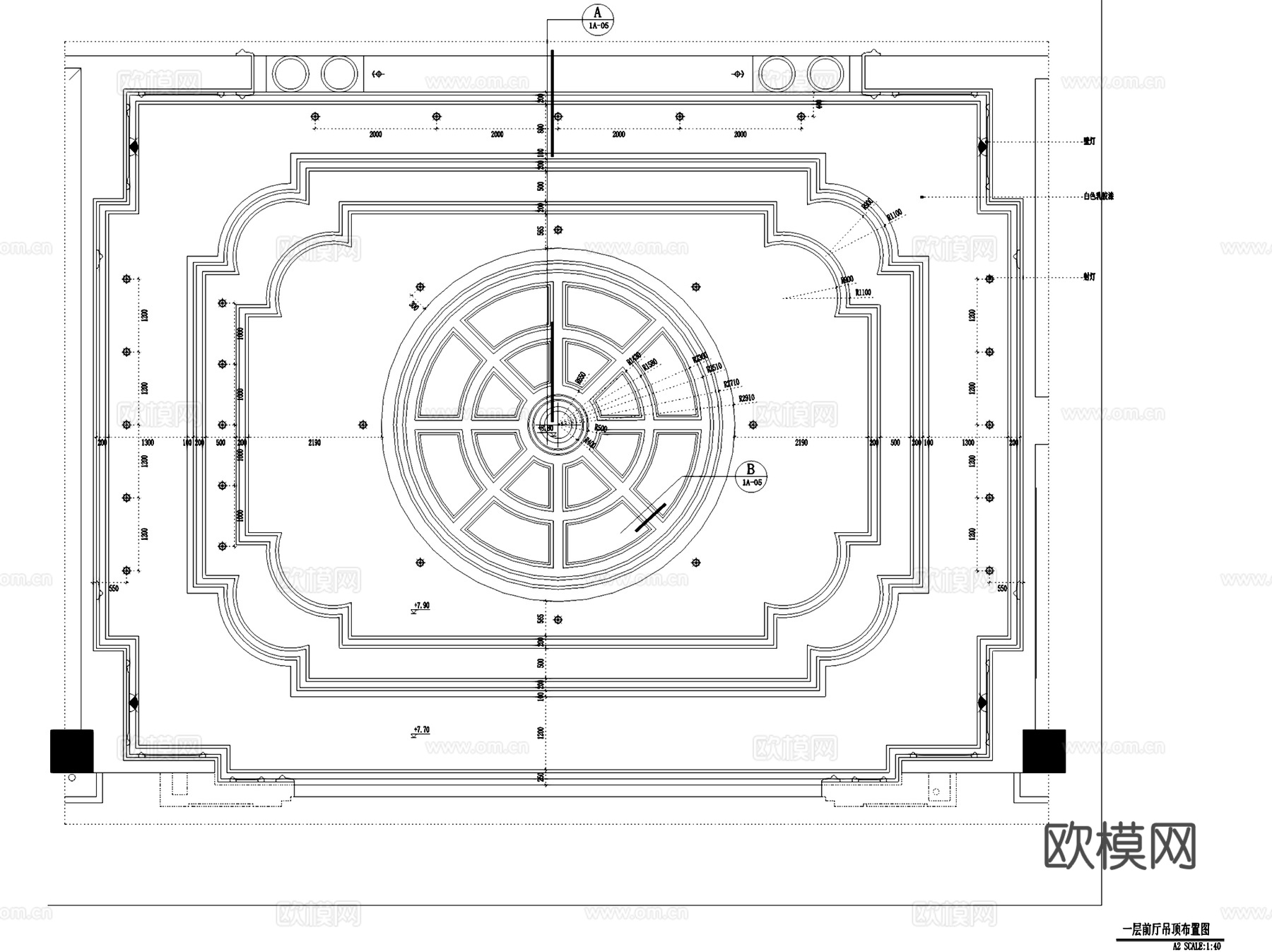 欧式售楼处前厅节点室内工装CAD施工图cad施工图