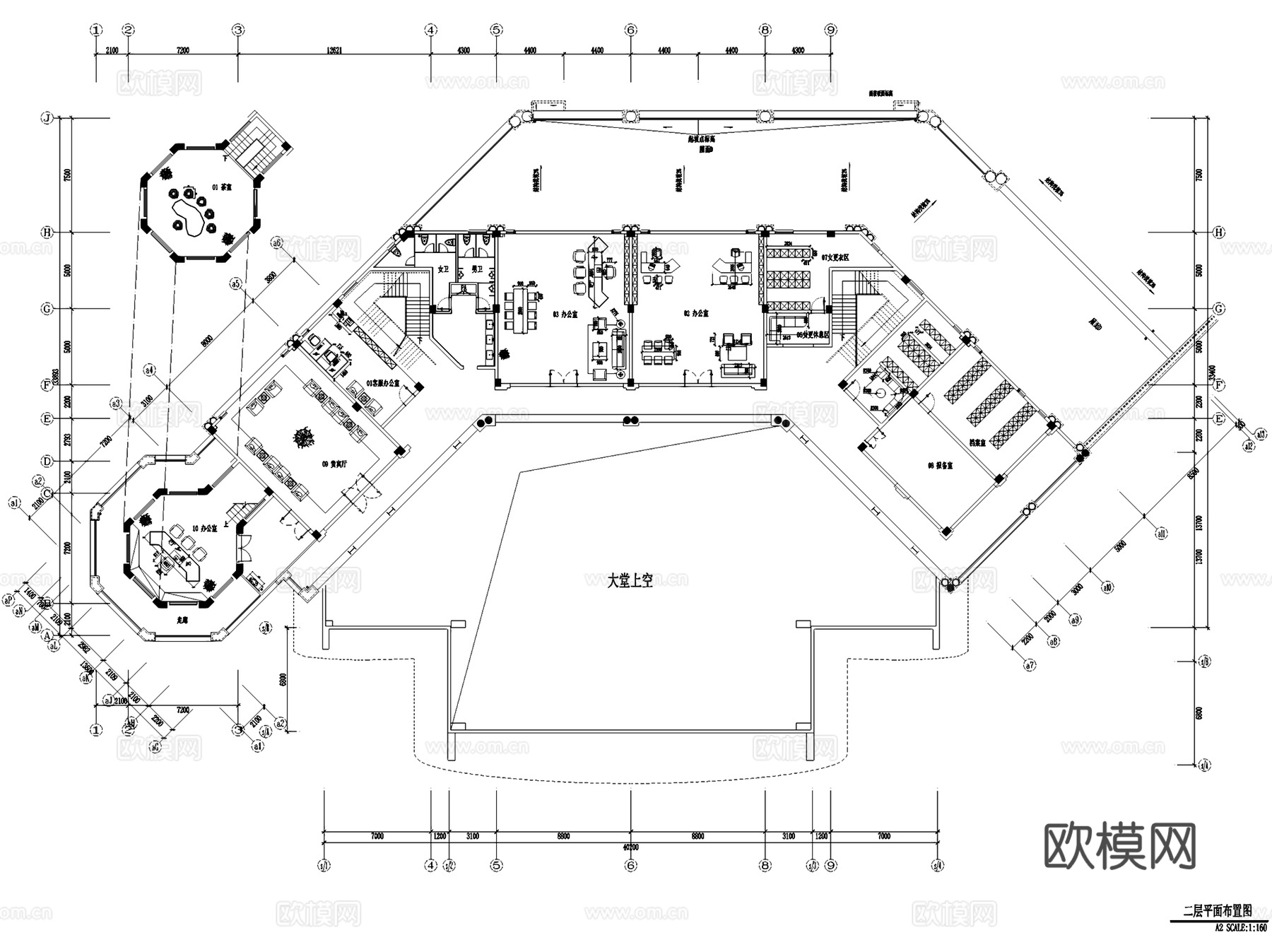 福州名城国际营销中心售楼处室内工装CAD施工图cad施工图