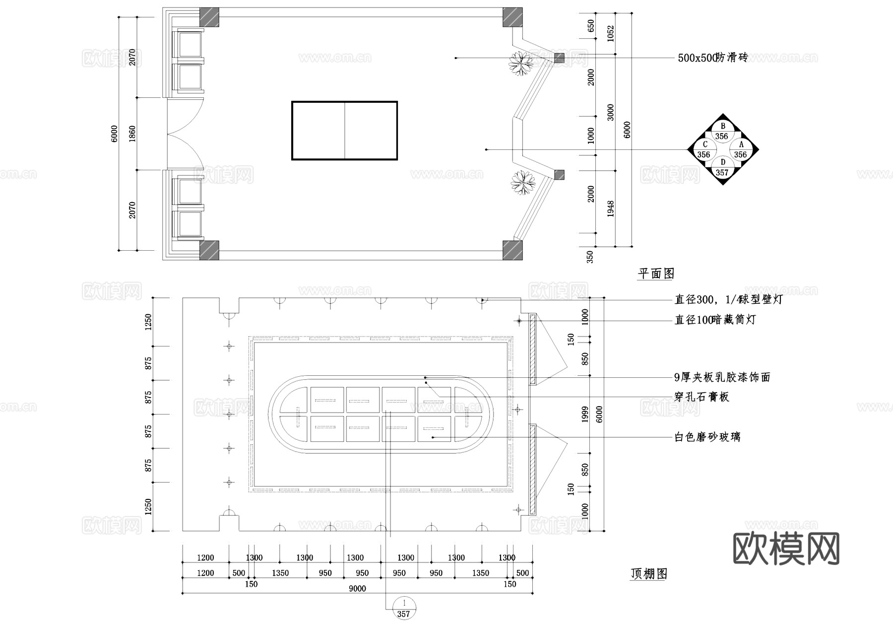 乒乓球室室内装饰CAD施工图集cad施工图