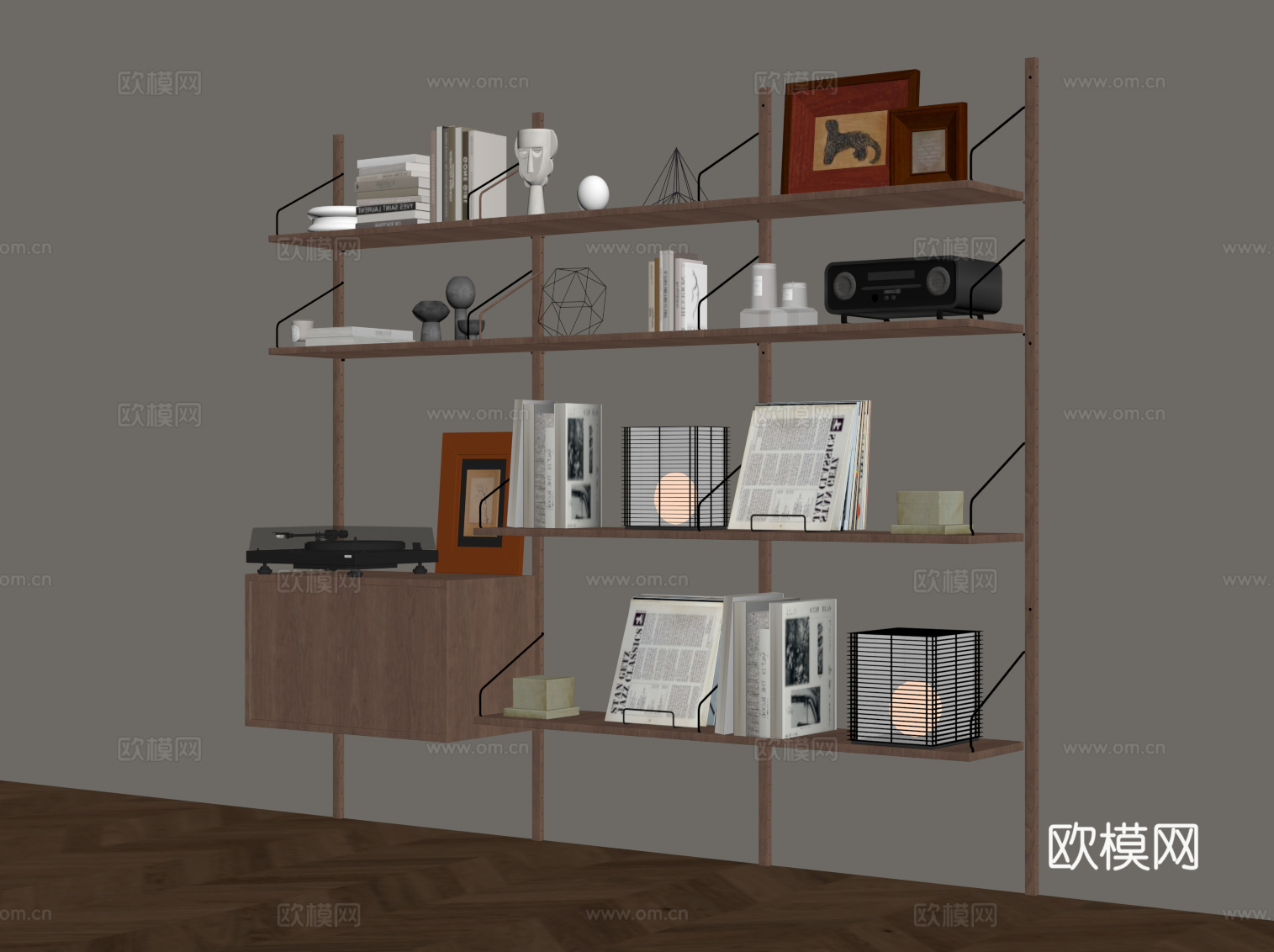 中古风书架 置物架su模型