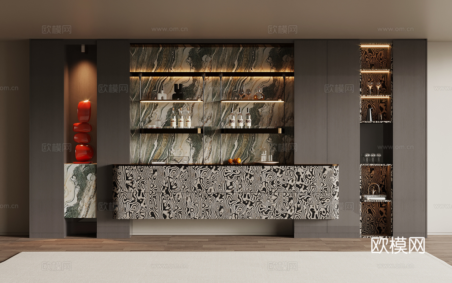 现代意式酒柜 餐边柜3d模型下载