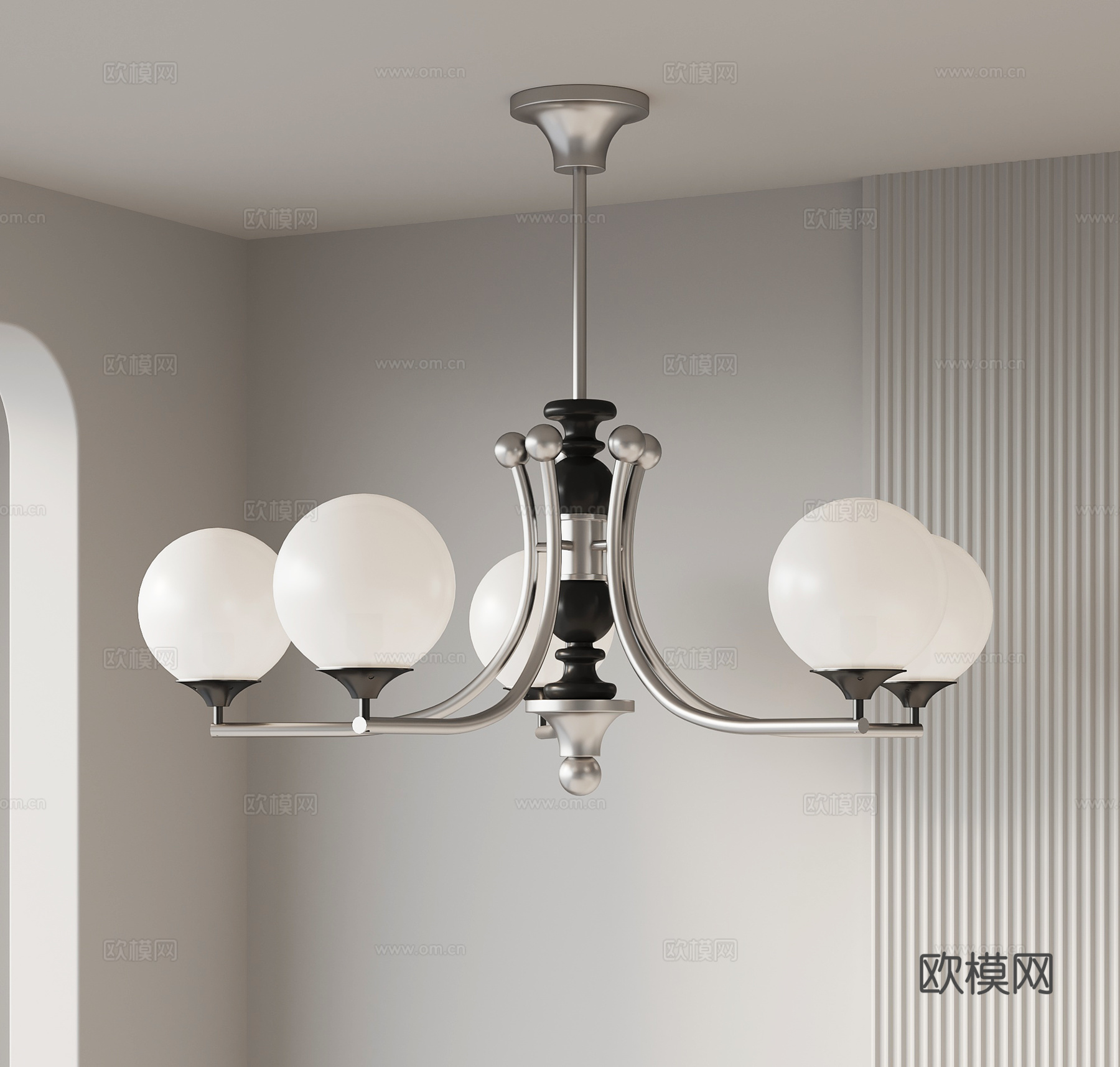 现代意式吊灯 多头吊灯su模型