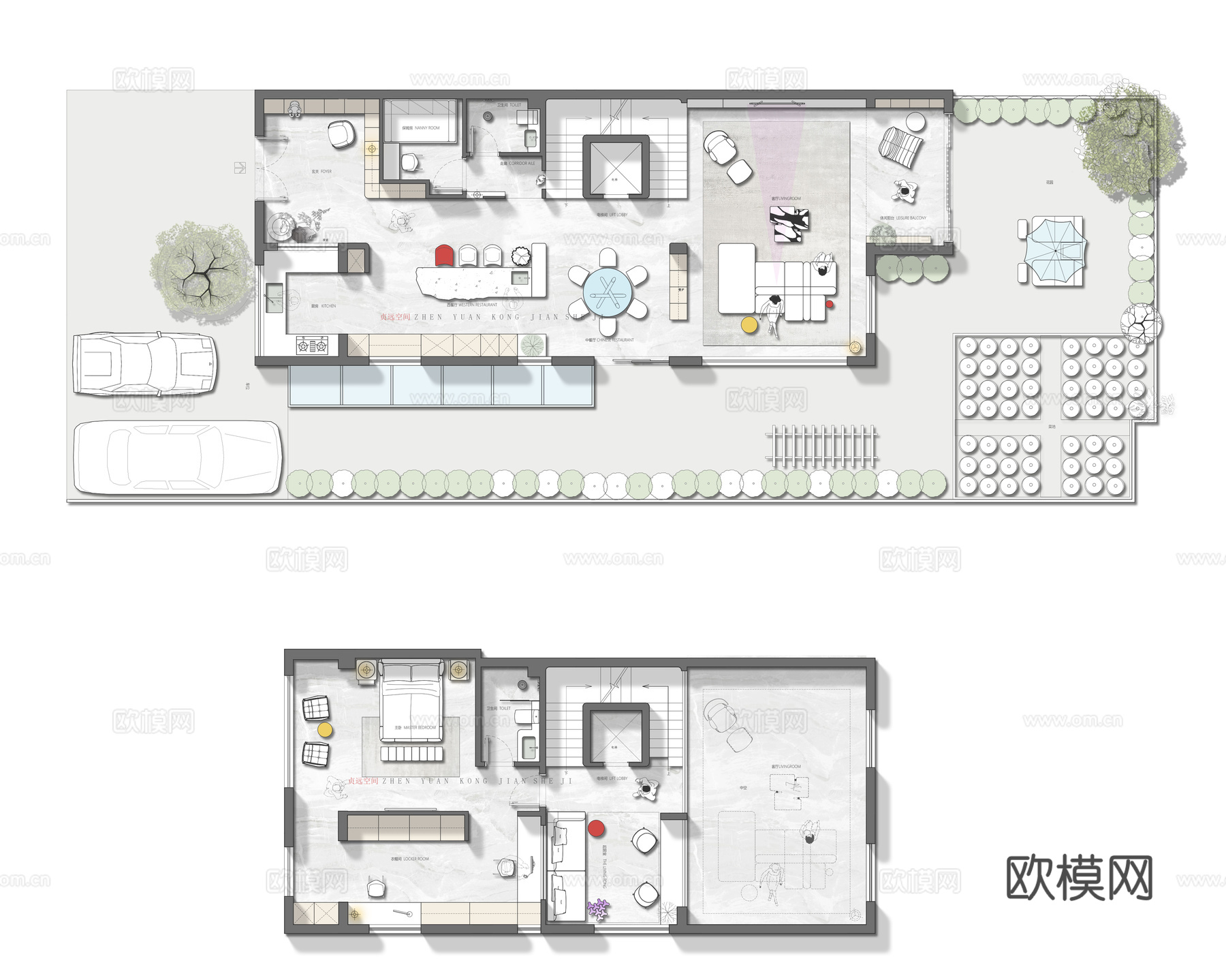 400平别墅平面CAD+psd文件cad施工图
