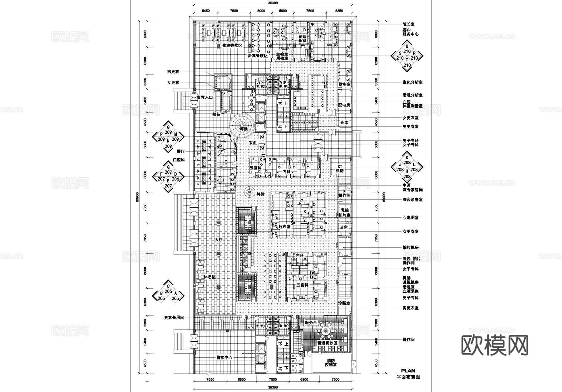 医疗体检中心室内装饰CAD施工图全套cad施工图