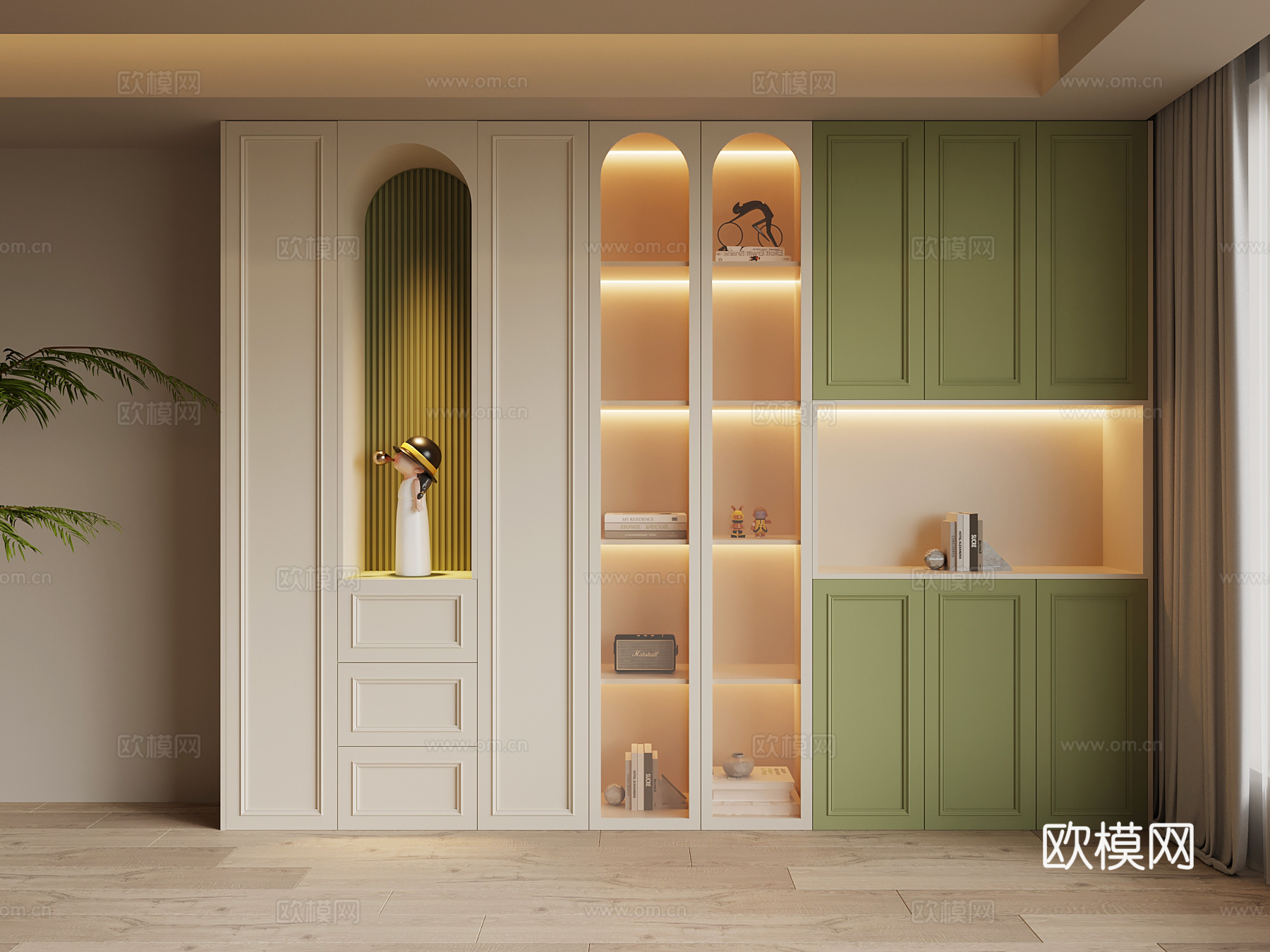 法式奶油风置物柜su模型